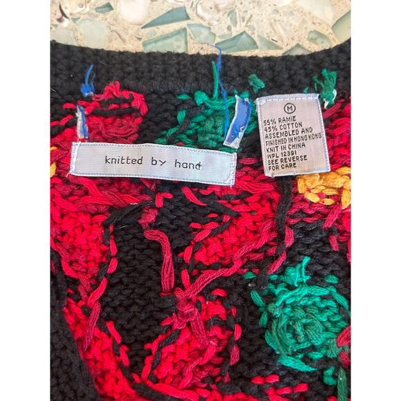 Vtg Signature Northern Isles Hand Knit Poinsettias Sweater Vest M Holiday Xmas - Picture 7 of 7